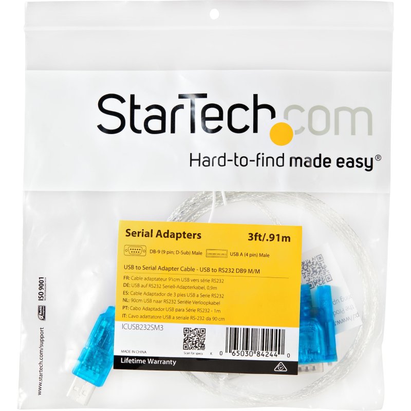 StarTech.com Câble adaptateur USB vers série DB9 de 90 cm - Alimentation USB