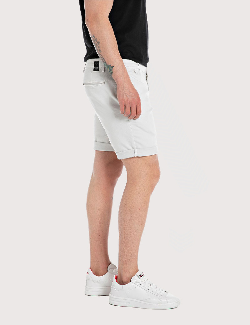 REPLAY SHORT CHINO HOMME BENNI REGULAR GRIS PERLE 209