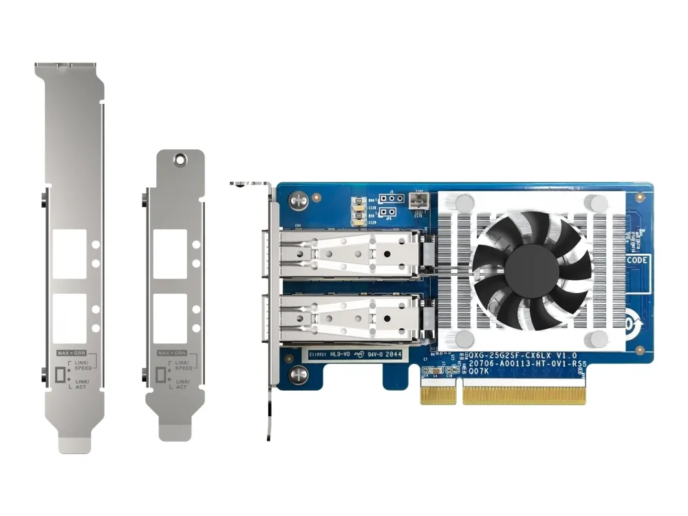 QNAP QXG-25G2SF-CX6 - Netværksadapter - PCIe 4.0 x8 lavprofil - 25 Gigabit SFP28 x 2 - for QNAP TS-H2490FU
