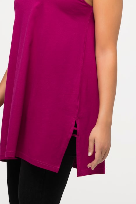 Longtop, Zierbänder, A-Linie, Rundhals, ärmellos