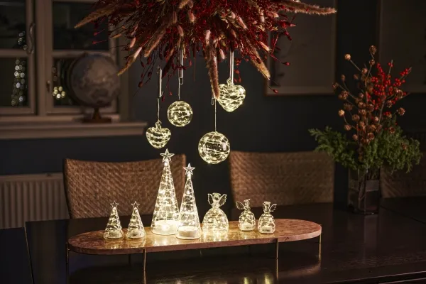 Sirius Home Sweet Christmas Ball, Dekorativ lysfigur, Transparent, Glas, 8 pære(r ), LED, Batteri