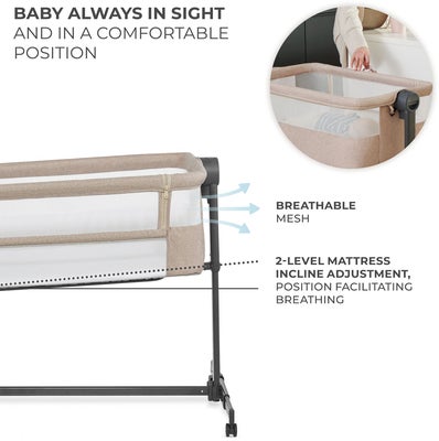 Kinderkraft Neste Up 2 Bedside Crib, Beige