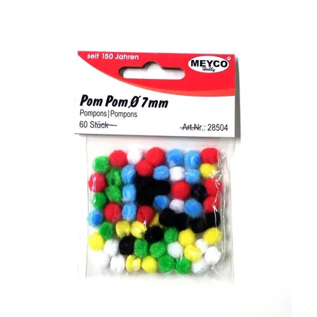 Meyco Pompoms 60Stück, 7mm, farblich sortiert