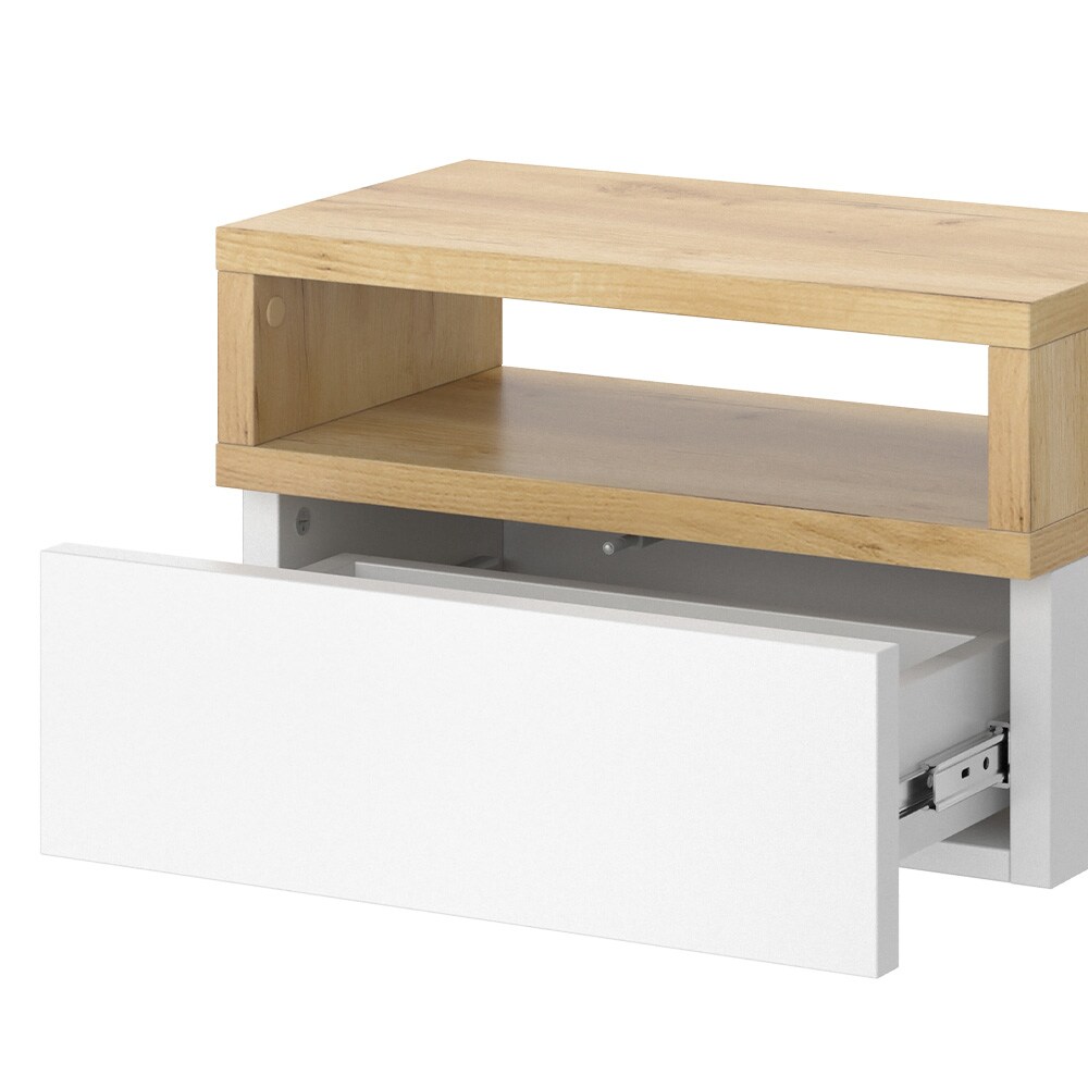 Vicco hängender Nachttisch Urban, 45x28cm, Eiche Weiß, Kommode mit Schublade