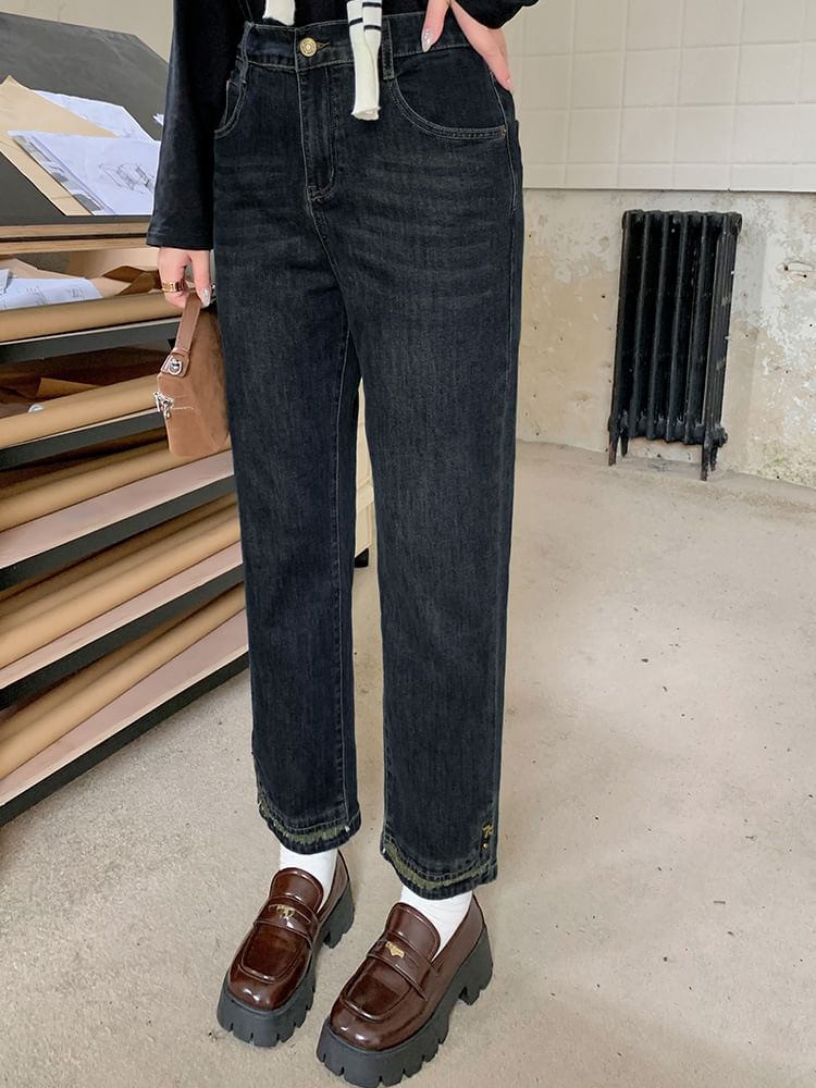 Ashteroid - Hoge taille cropped straight leg jeans