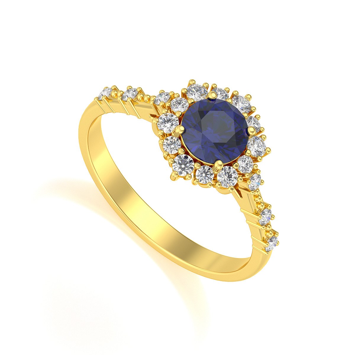 Bague ADEN Or 585 Jaune Saphir et diamants 3.25grs