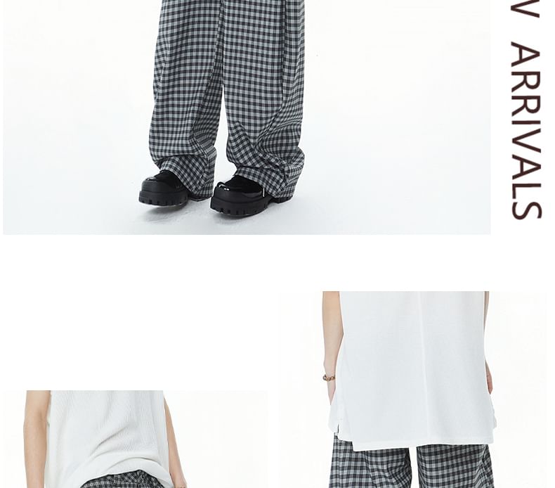AXEN - Geruite broek met rechte pijpen en gemiddelde taille