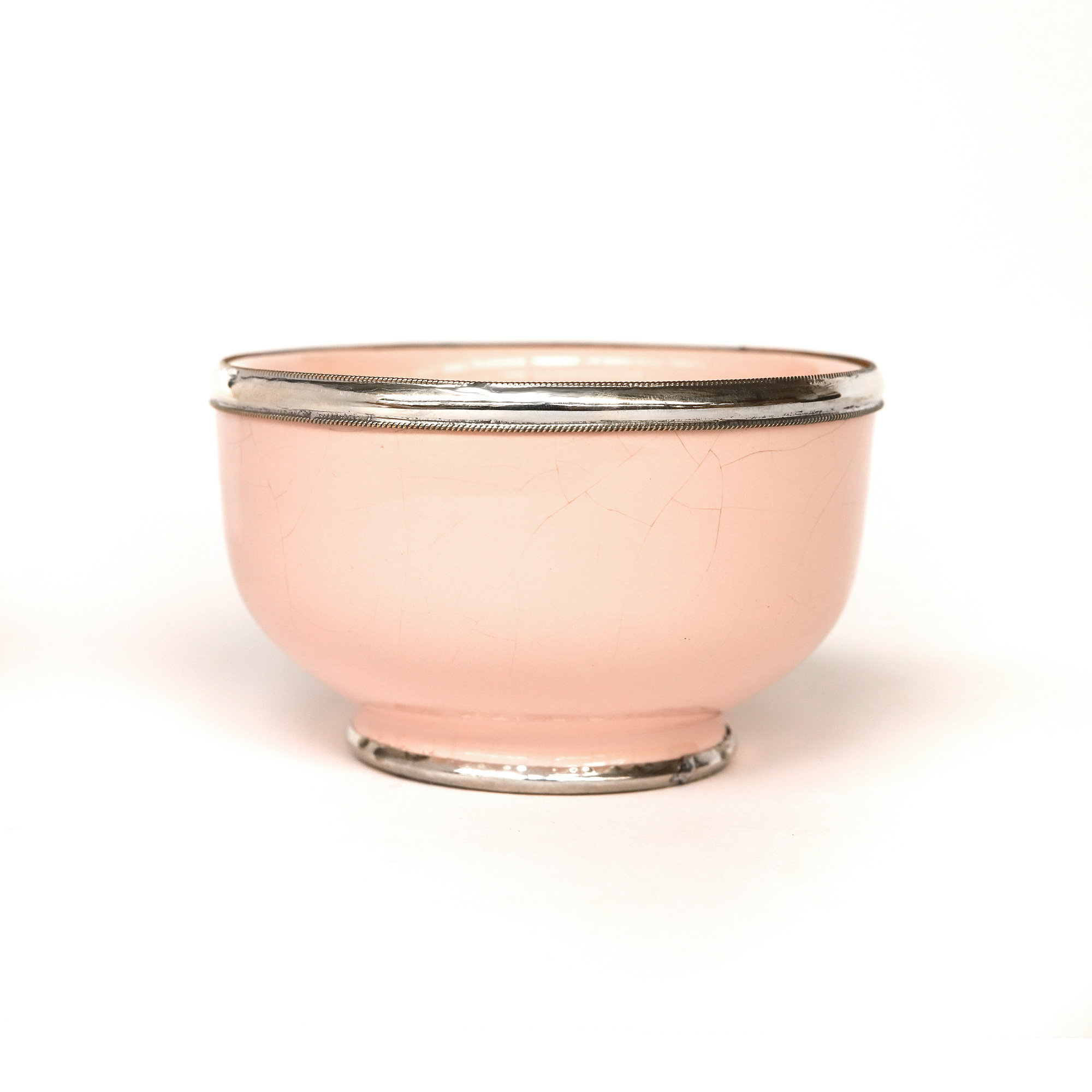 Keramikschale mit Metallrändern, rosa, Ø 12 cm, H 8 cm von fischer's lagerhaus