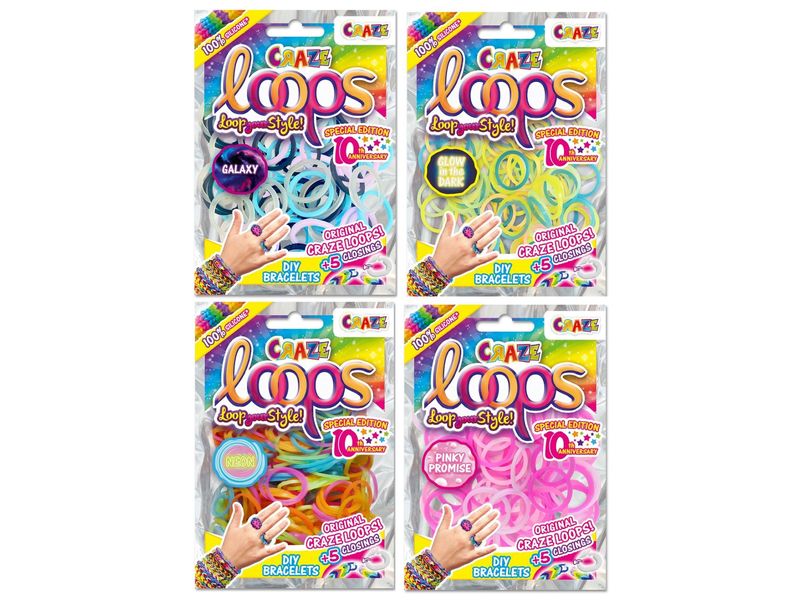Craze Bastelset Loops - 100 Loops Bag assortiert Armbänder zum Selbermachen
