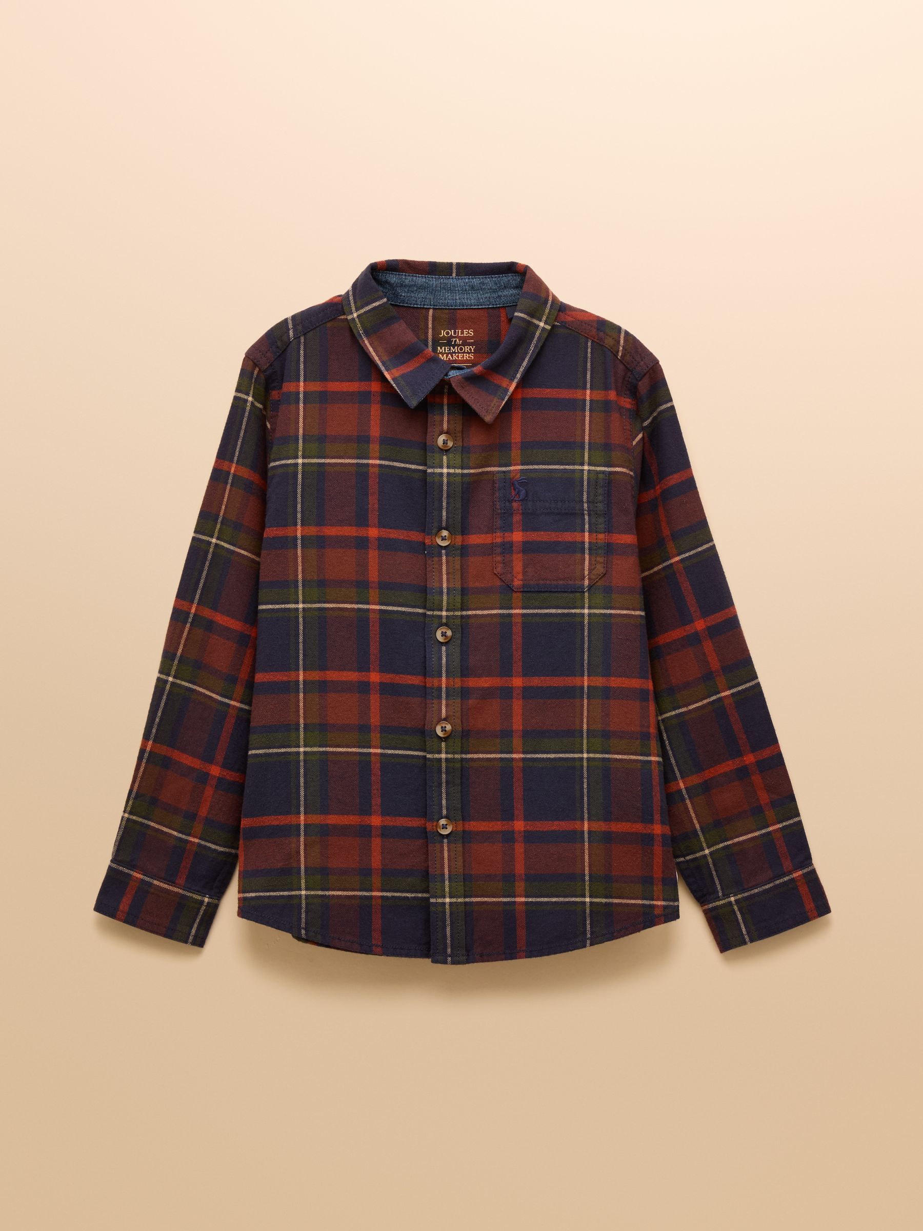 Marineblauw geruit - Joules Boys' Brushed Flannel Checked Shirt