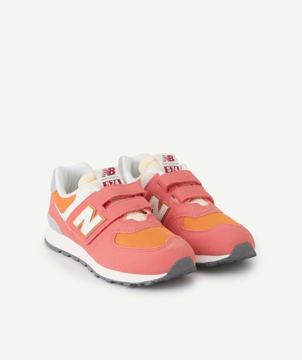 NEW BALANCEBASKETS ENFANT À SCRATCHS 574 ORANGE ET ROSE