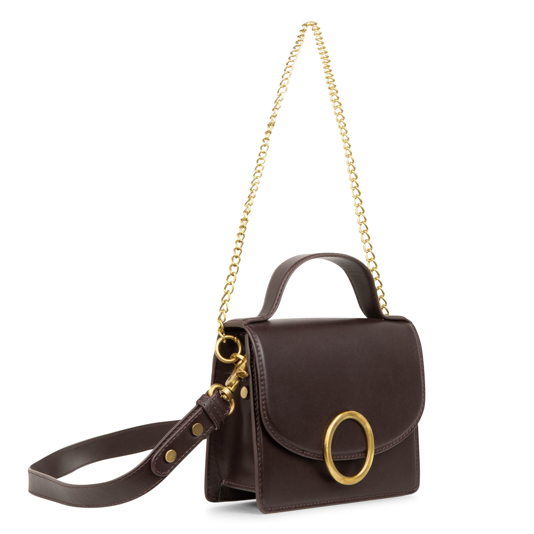 THEAO MIMI - Sac bandoulière à rabat en cuir| Marron