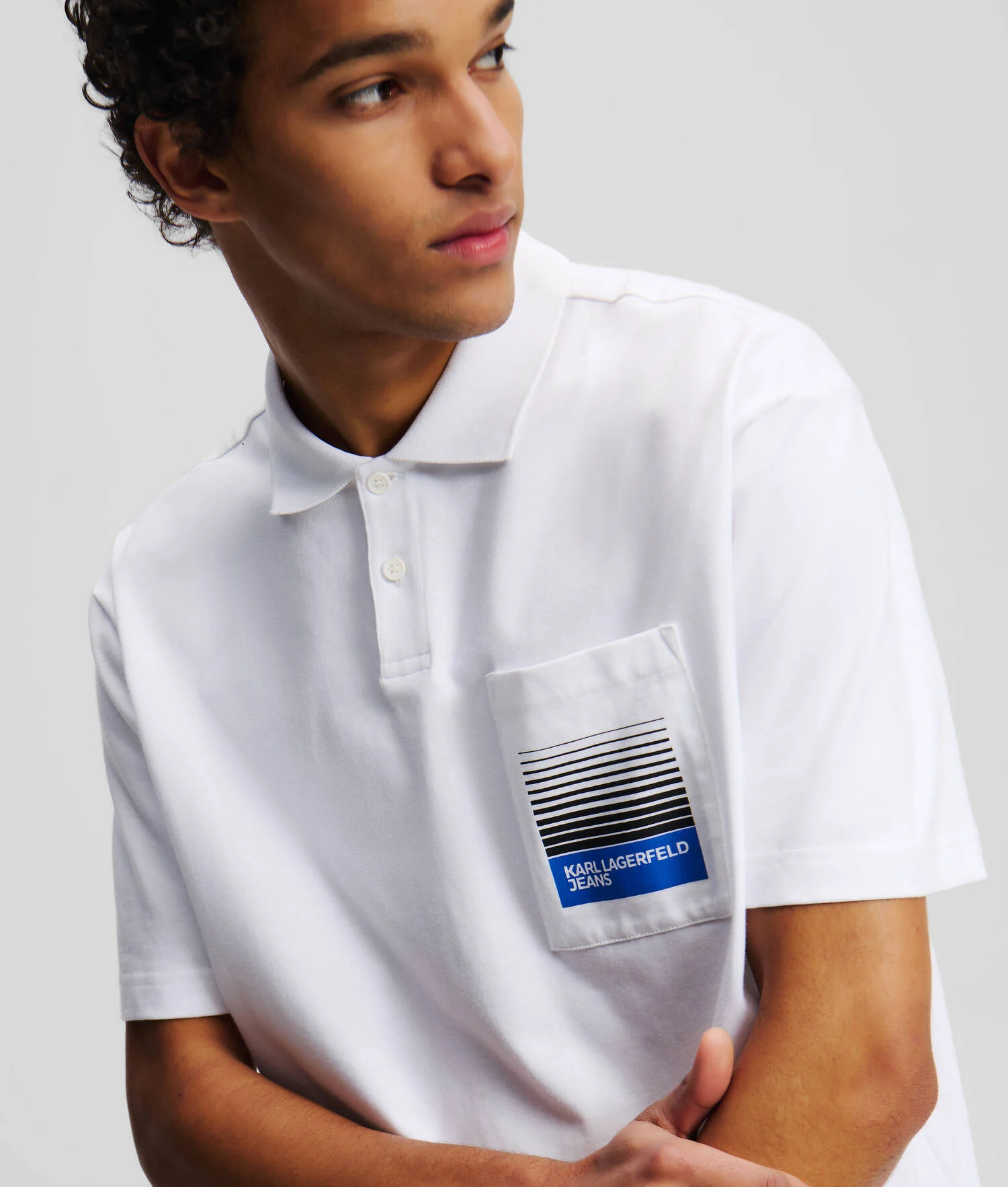 POLO AVEC LOGO ENCADRÉ ESTOMPÉ - Blanc