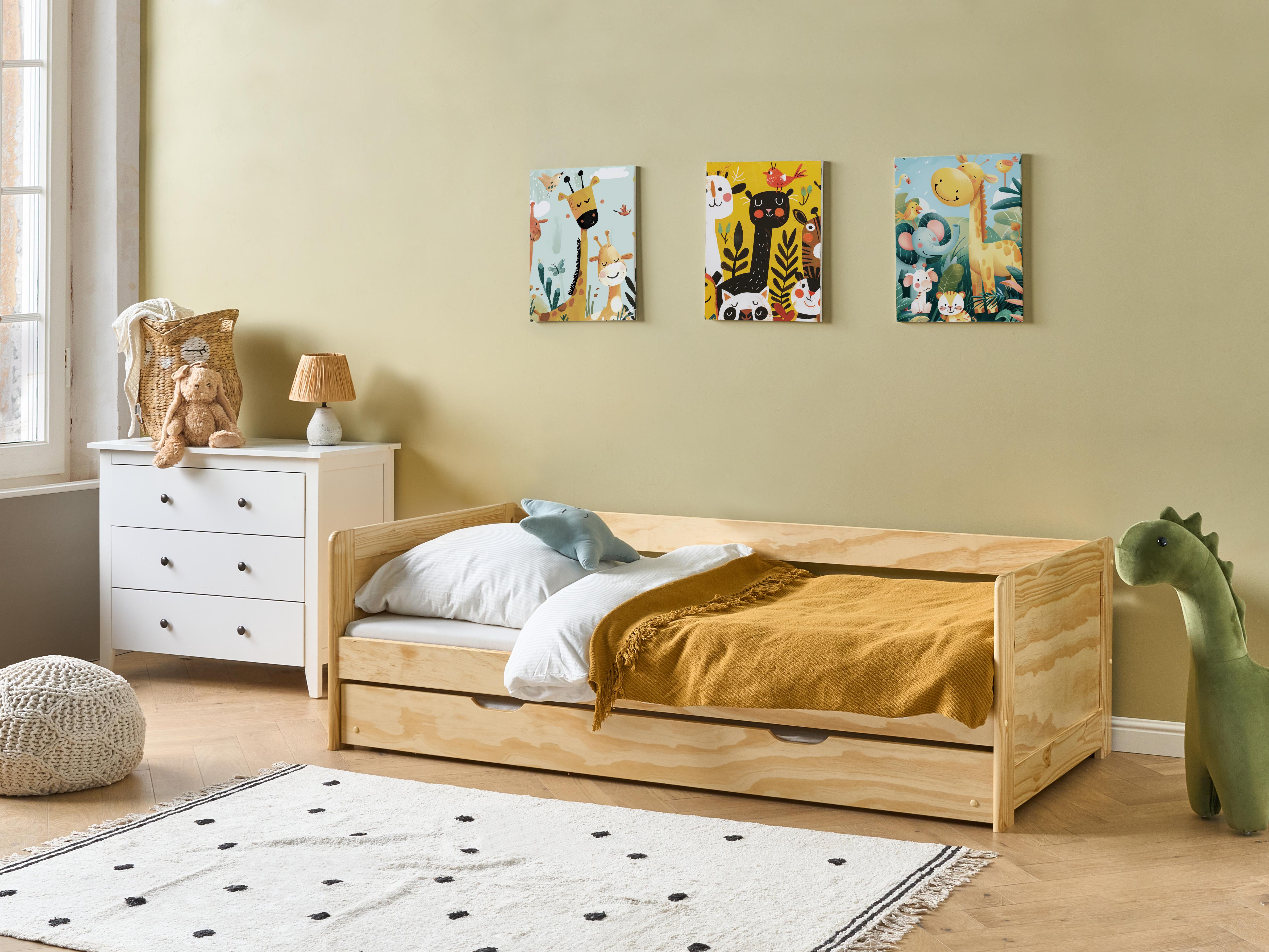 Onderschuifbed Dennenhout GRAVELINES 90 x 200 cm Lichtbruin
