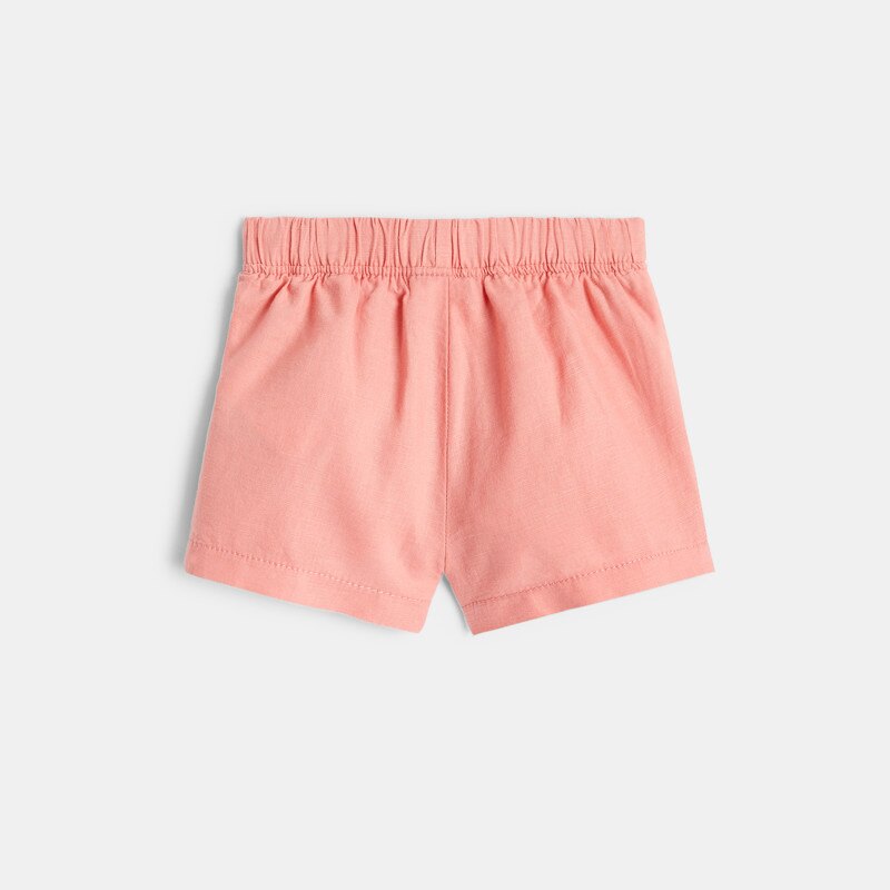 Short en lin à plis rose bébé fille Rose