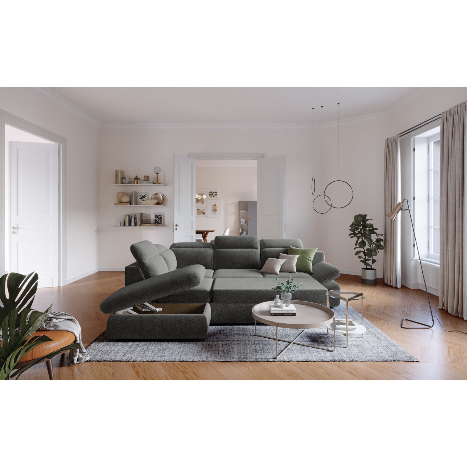 Ecksofa Lorena Stoff, Ottomane links