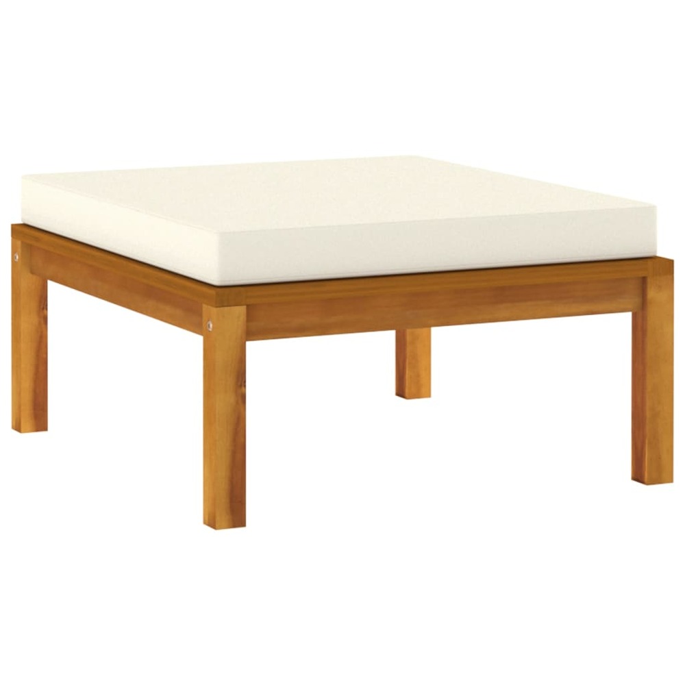Salon de jardin meuble d'extérieur ensemble de mobilier 4 pièces avec coussin crème bois d'acacia solide