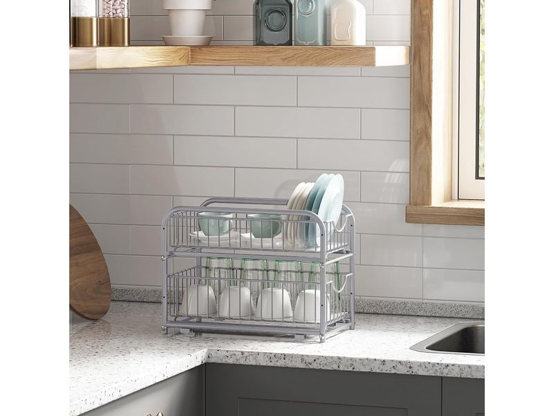 Songmics Küchenregal 2 Schubladen Silber Küchen-Organizer