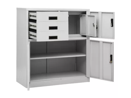 Armoire de bureau Gris clair 90x40x102 cm Acier