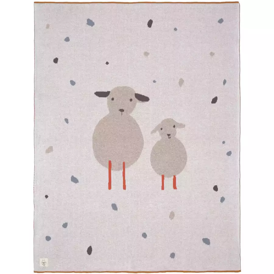 LÄSSIG Babydecke gestrickt Tiny Farmer Sheep 80 x 100 cm