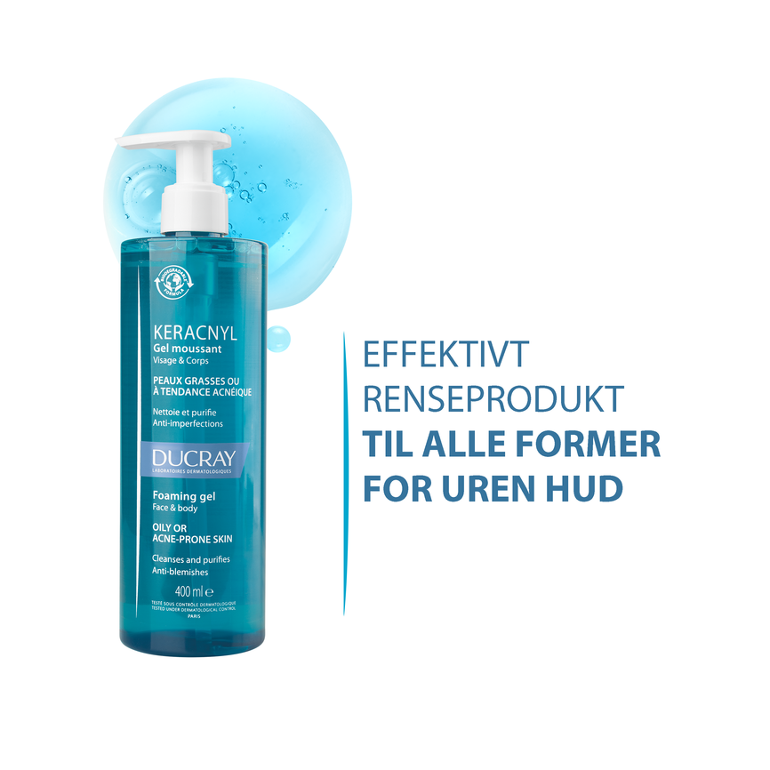 Ducray Keracnyl Foaming Gel til uren hud 400 ml
