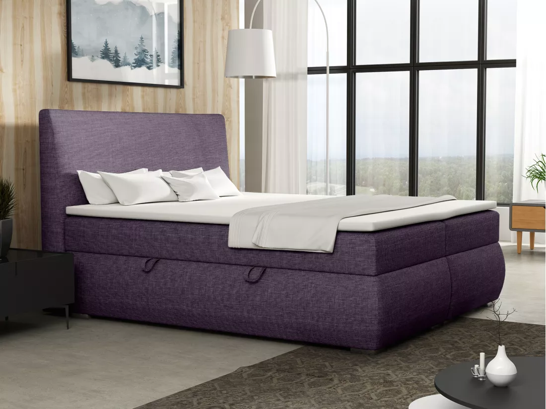 LIT BOXSPRING avec tiroirs de rangement Buffalo 200x200 cm, Orinoco 65 (Violet foncé)