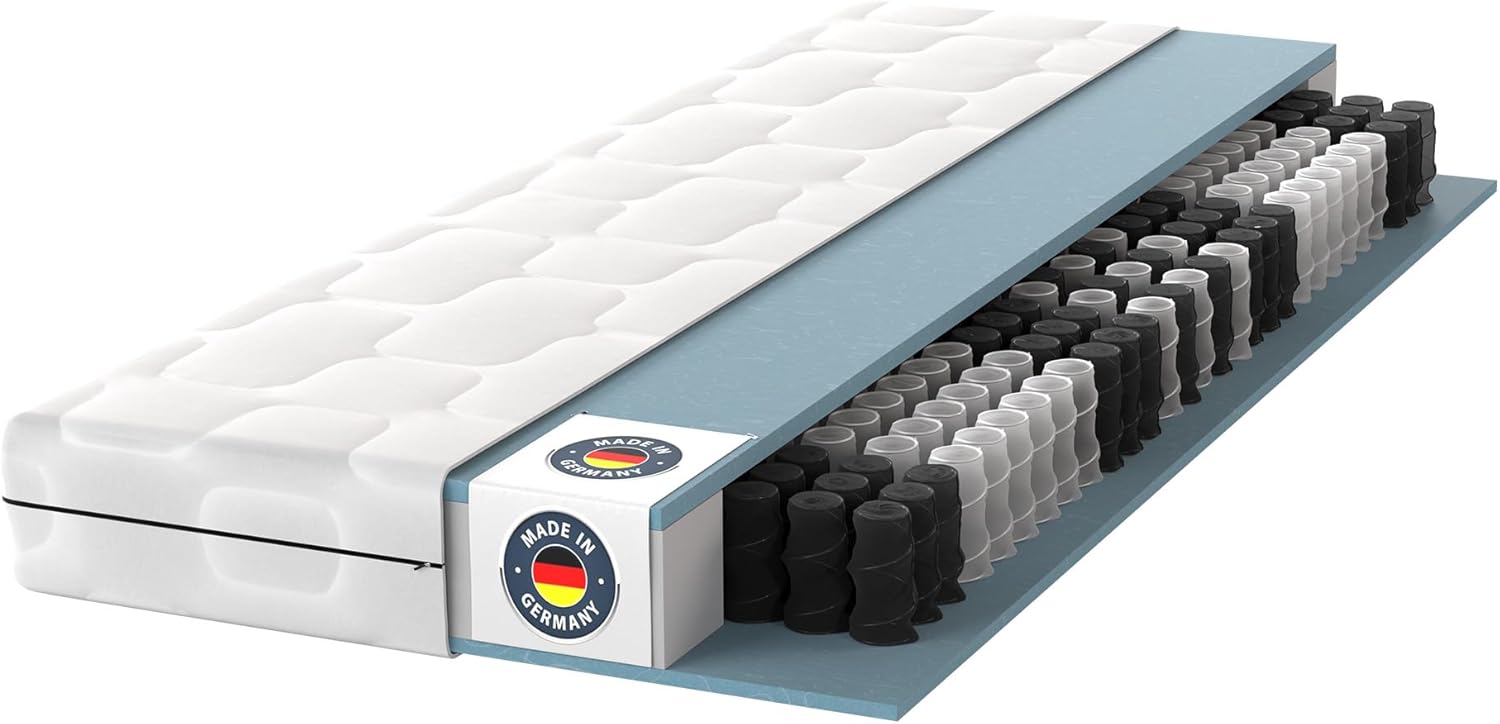 BMM Matratze 120x200 cm Ortho Medic Taschenfederkernmatratze Härtegrad H4/Öko-Tex Zertifiziert/ergonomische 7 Zonen Matratze Höhe 21 cm/Matratzen produziert in Deutschland
