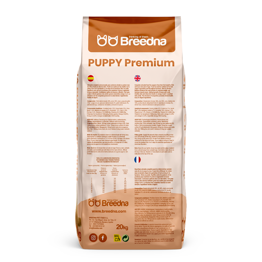 Ração premium para filhotes Breedna