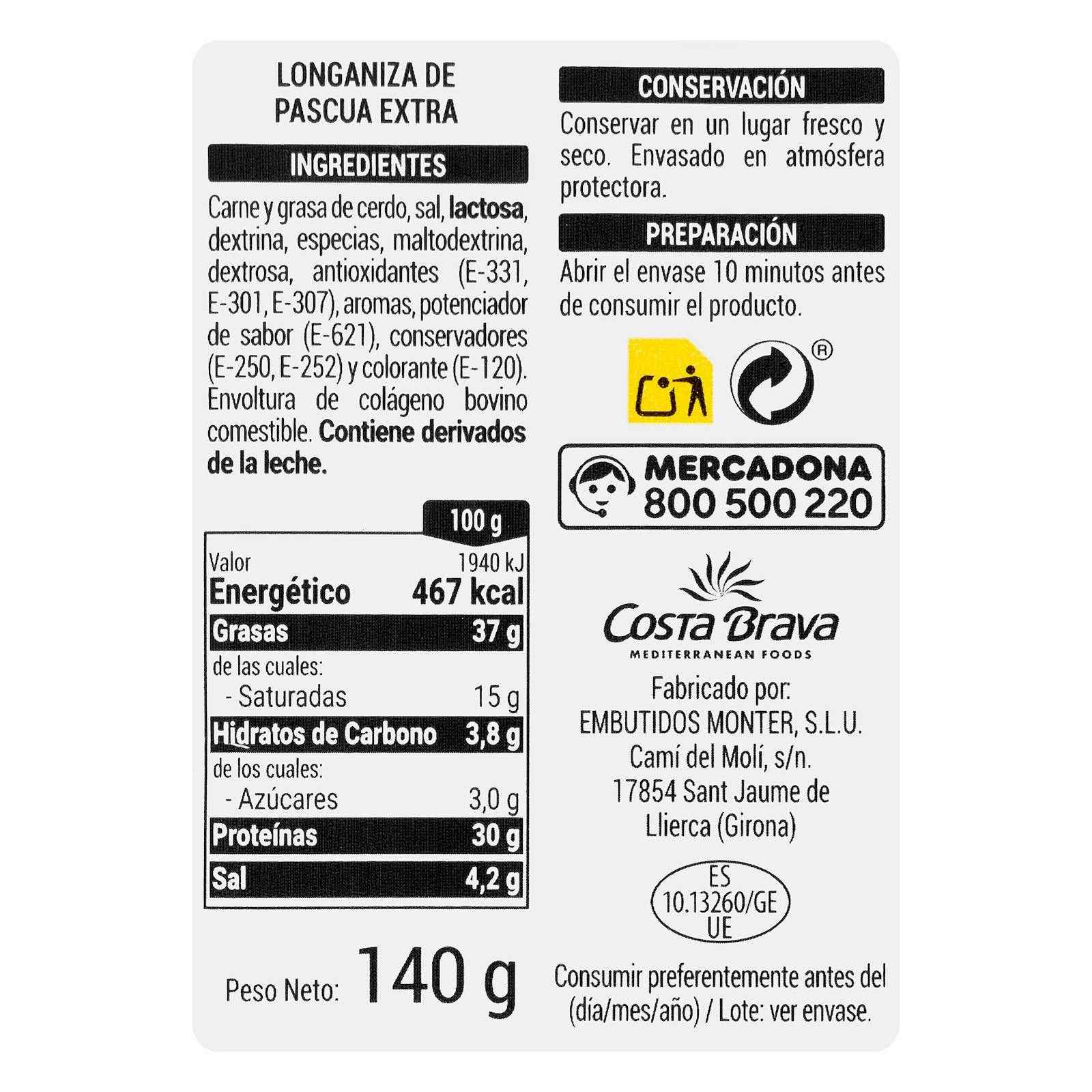 Saucisse de Pâques Extra Hacendado