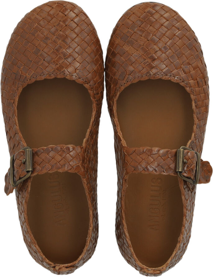 ANGULUS Håndflettet Mary Jane ballerina 3614 tan braid