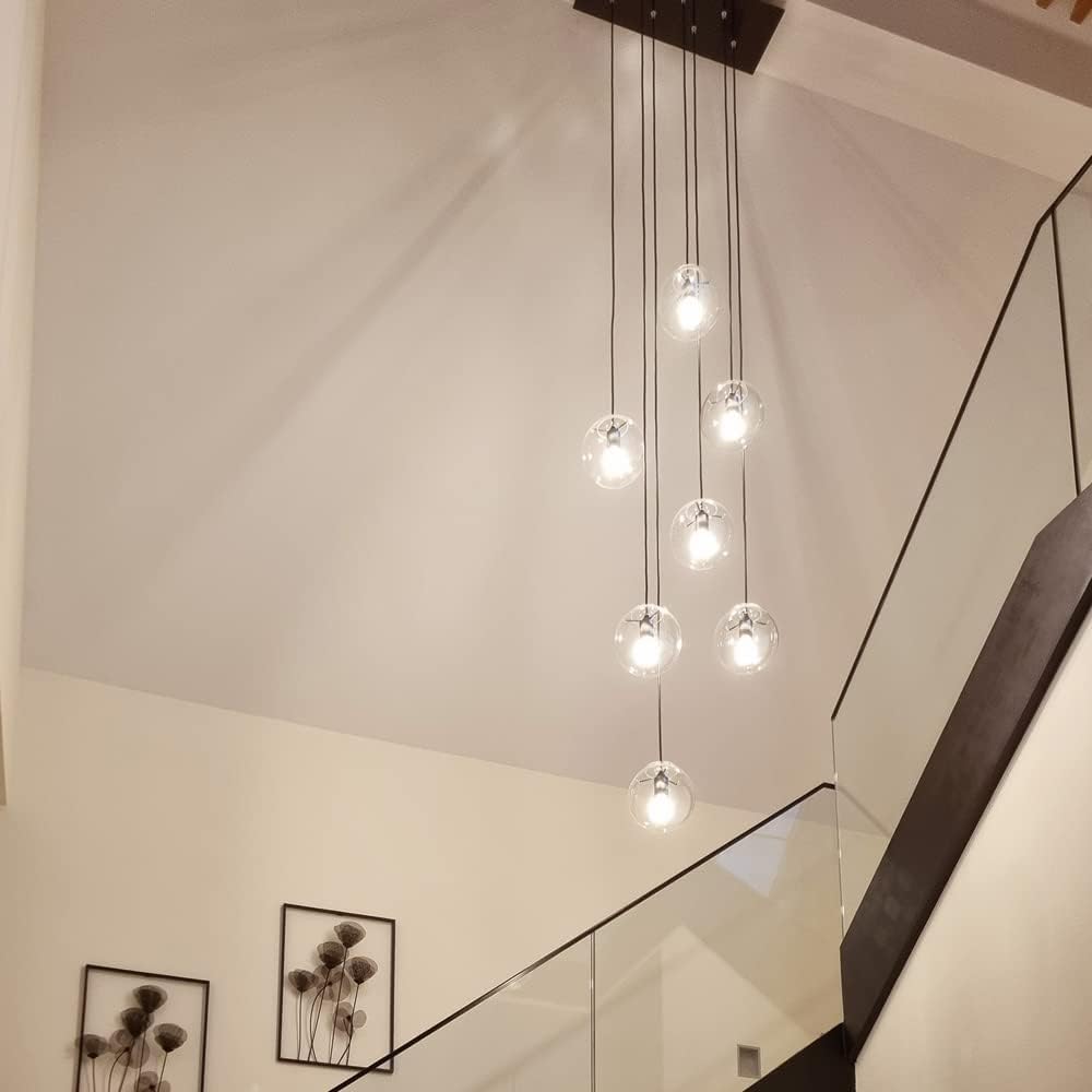 s.luce Orb Glaskugel Galerieleuchte 5m Abhängung, Farbe Schwarz/Rauch, Größe Ø 50cm