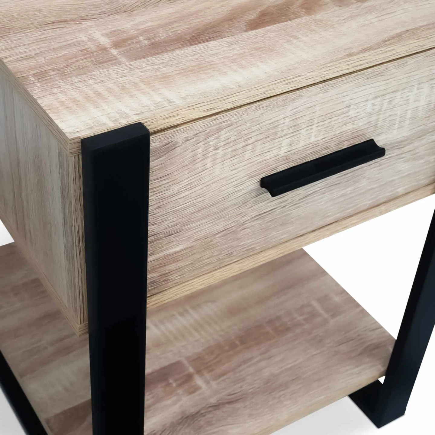 Lot de 2 tables de chevet ONYX 1 tiroir avec tablette bois et noir