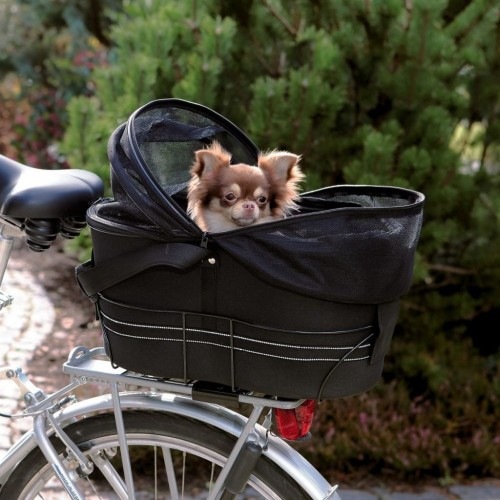 Cesta preta para bicicleta para animais de estimação