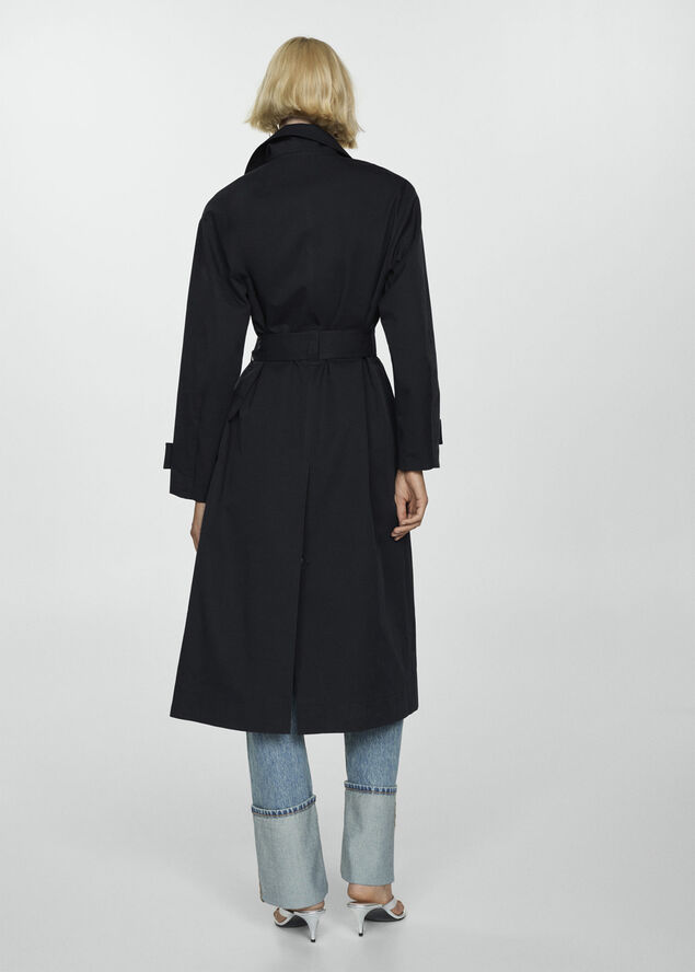 MANGO Double-button trench coat Black