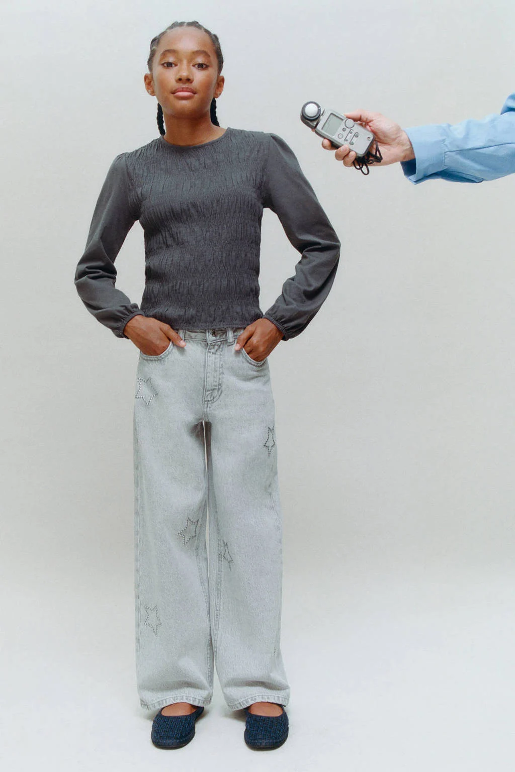 Mango Kids wide leg jeans grey denim