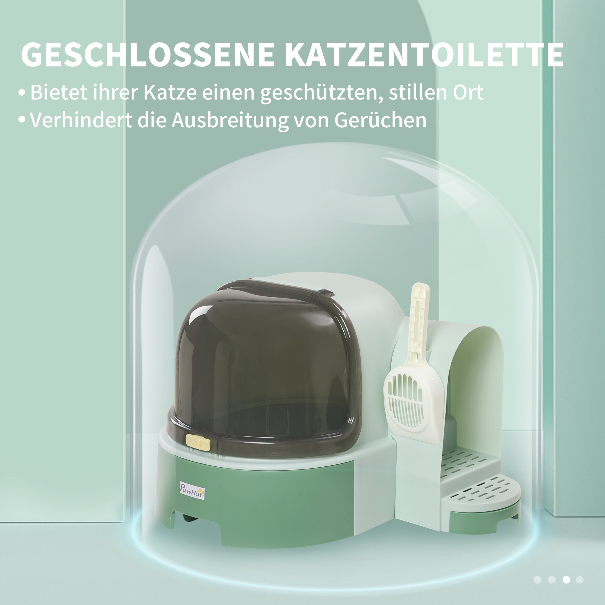 PawHut Katzentoilette mit Schaufel grau 52L x 60B x 42H cm