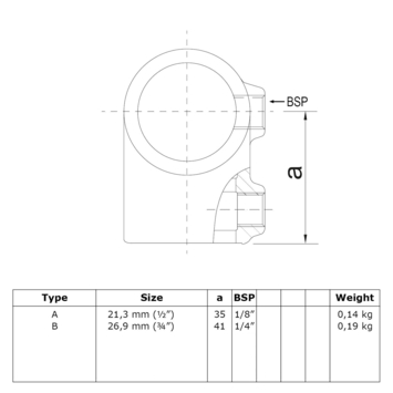 Novidade steigerbuis koppelstuk t-stuk zwart ø 21 mm
