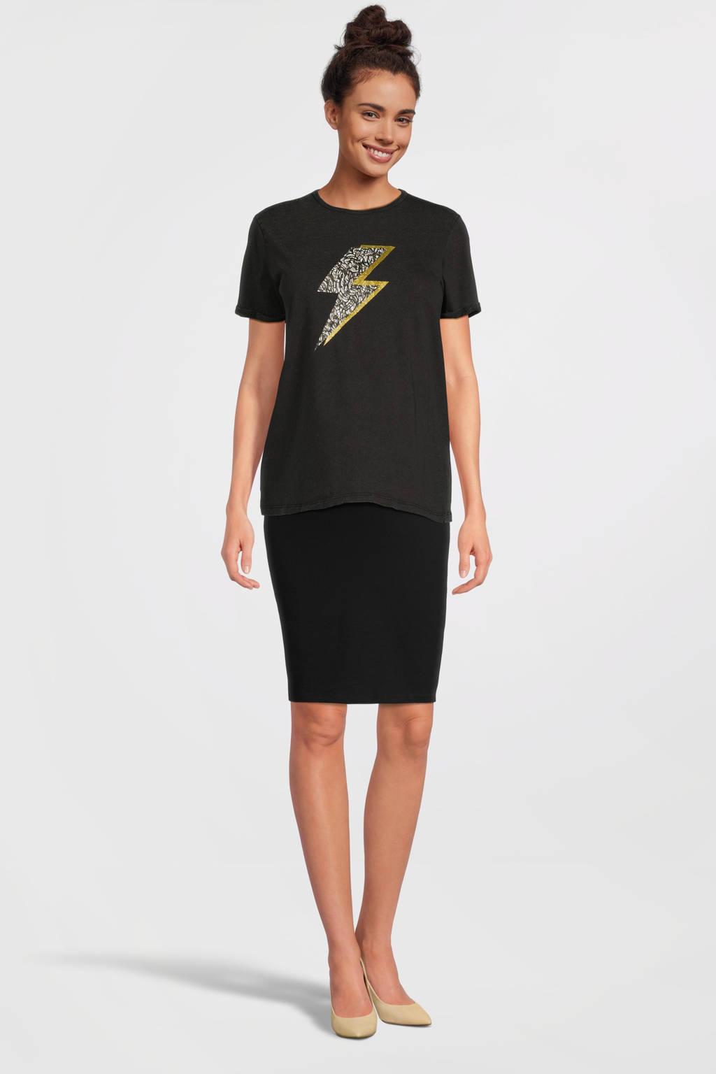 ONLY MATERNITY zwangerschapsshirt OLMGWEN met printopdruk antraciet