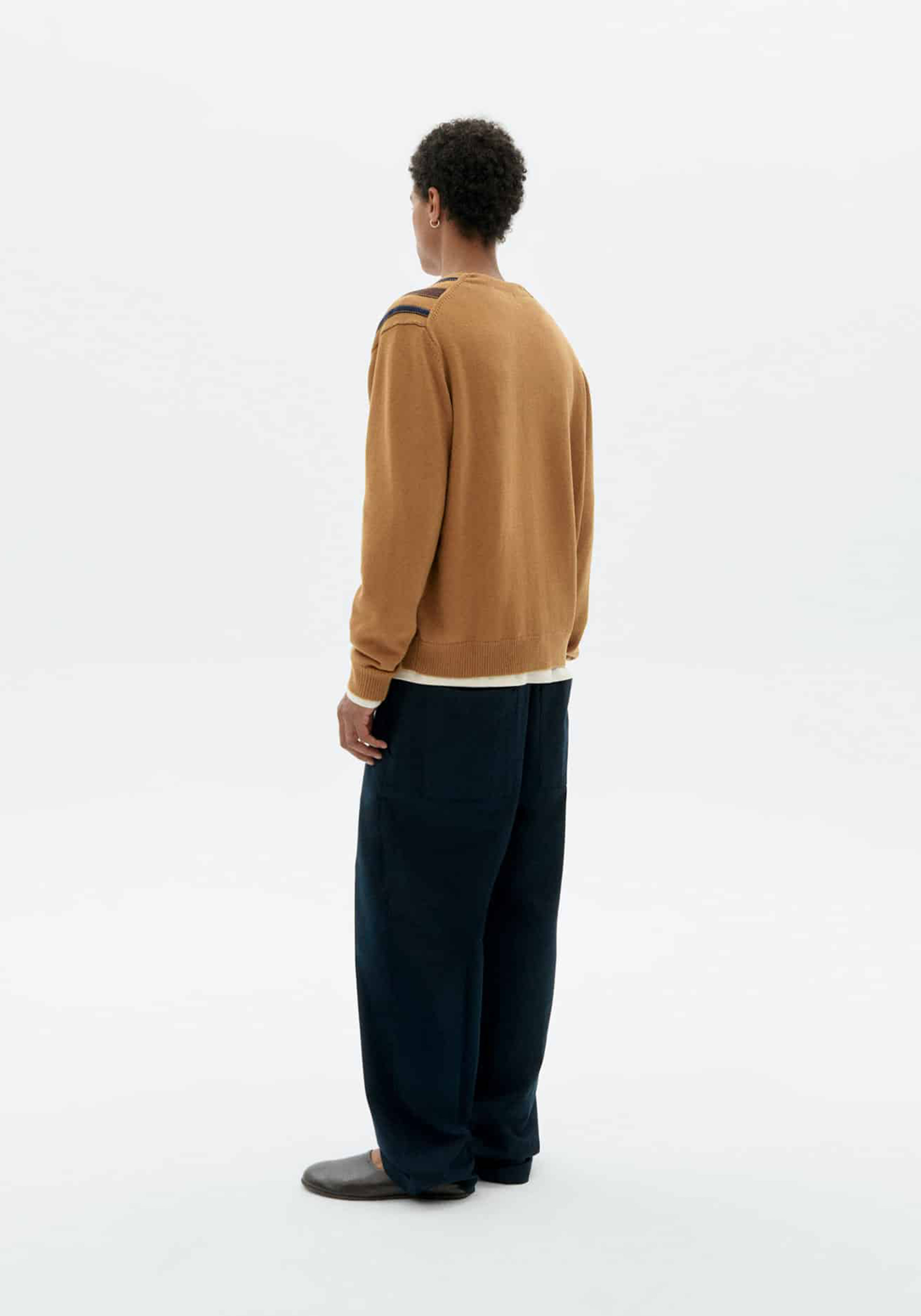 Thinking Mu Strick-Cardigan Stripes Creed Brown