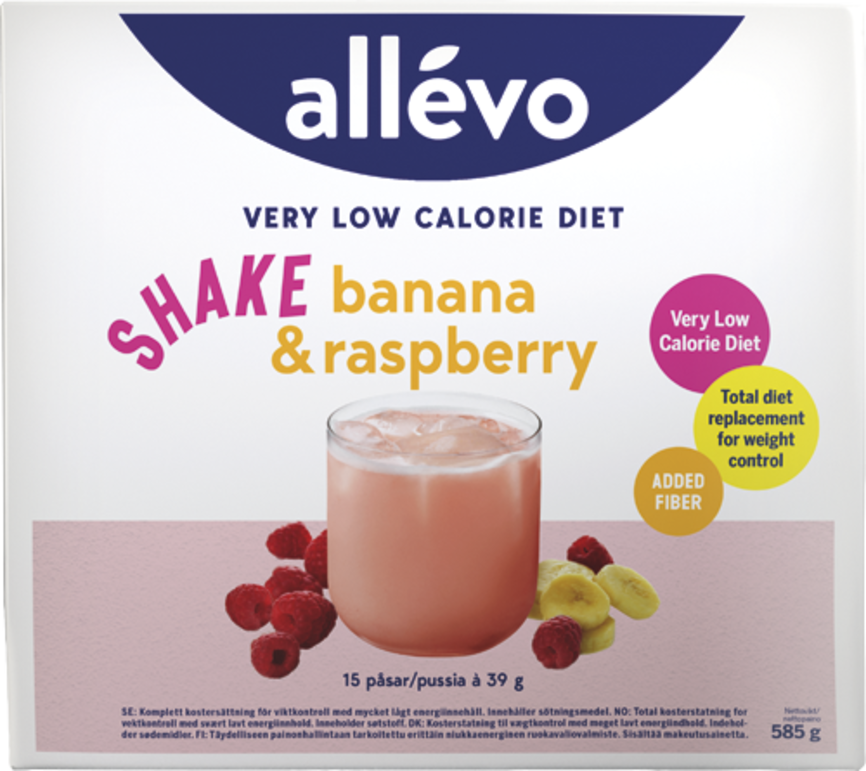 Allevo VLCD shake banana & raspberry 15 x 39 g
