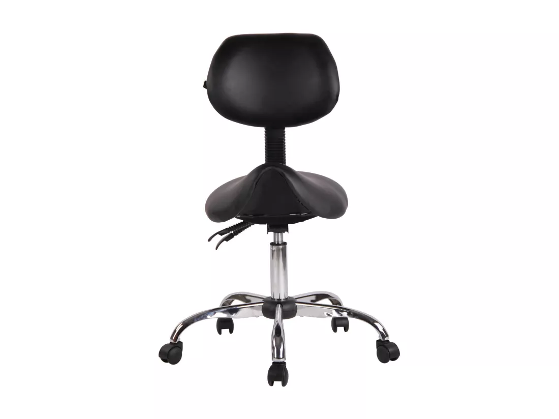 Tabouret de bureau - Similicuir & Métal chromé - Noir - Stuttgart