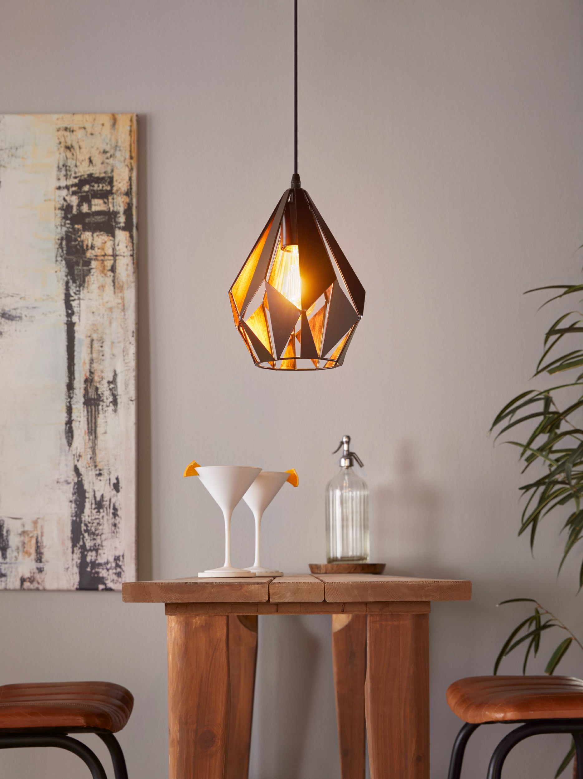 EGLO Carlton 1 Hanglamp - E27 - Ã 20,5 cm - Zwart|Koper