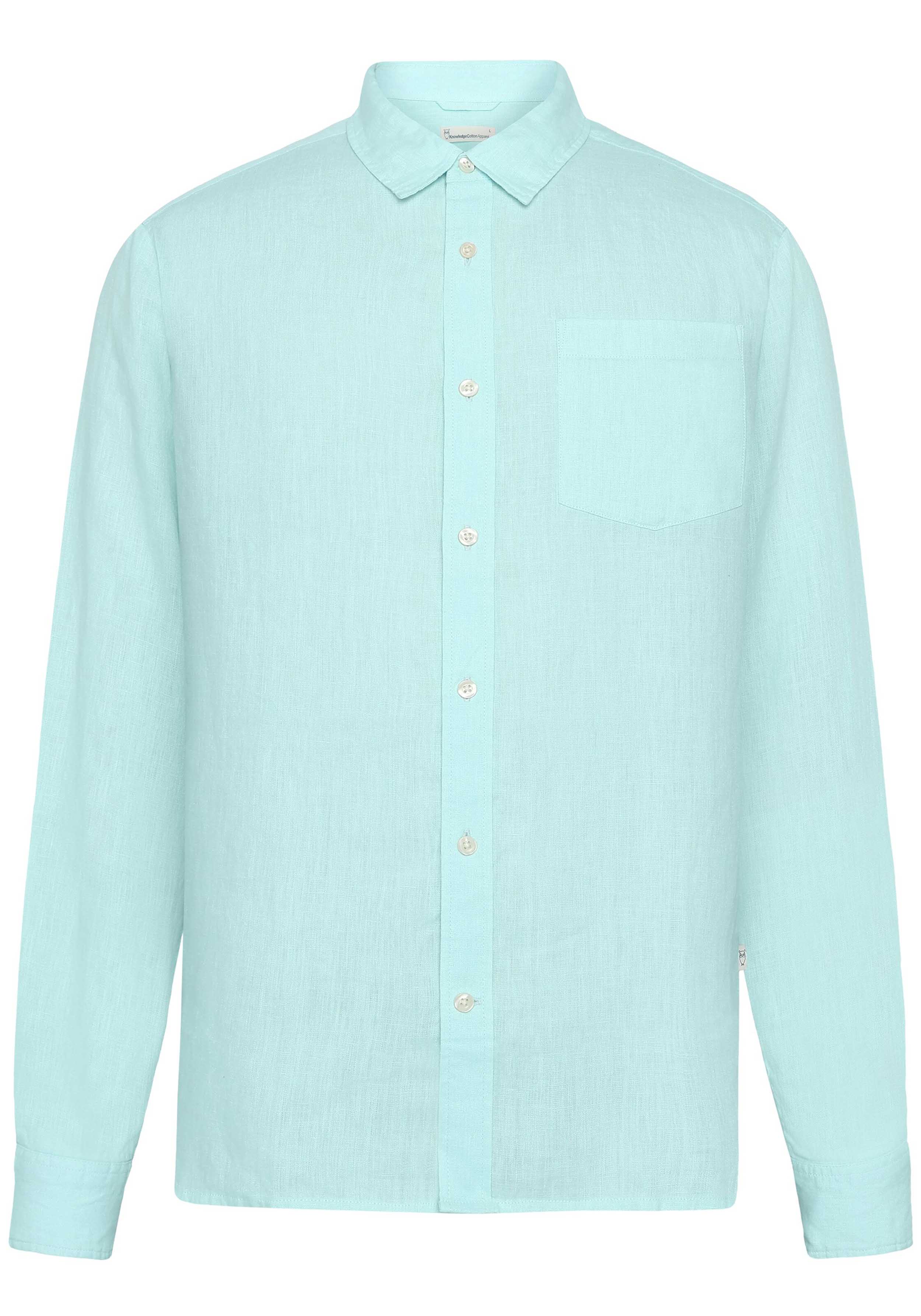 Knowledge Cotton Apparel Leinenhemd Regular Linen Shirt Aqua-Esque