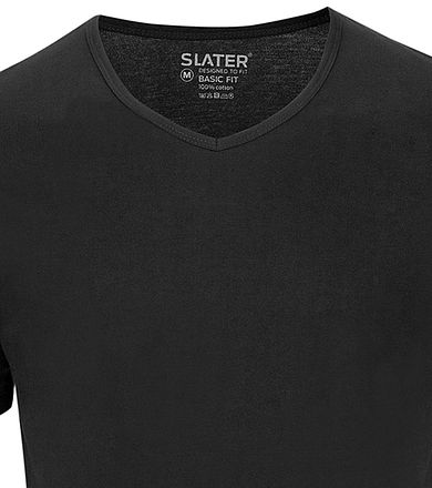 Slater 2-pack Basic Fit T-shirt V-hals Zwart 7620-200 kopen