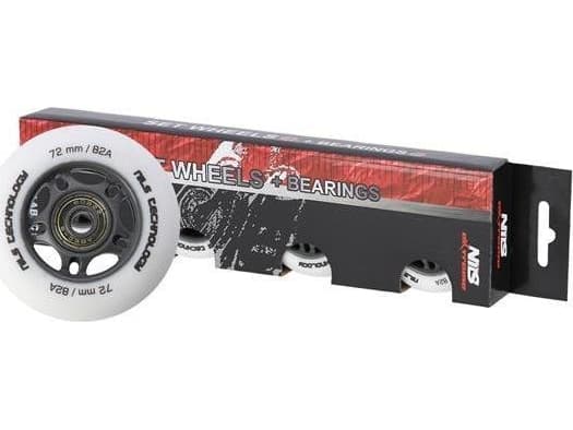 NILS Extreme PU 72x24 82A MATT HVIT (4 stk) + ABEC-9 (8 stk) NILS EXTREME SET