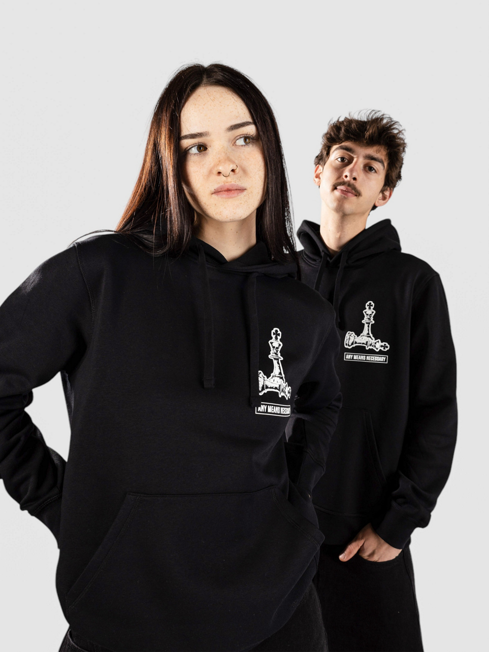 Any Means Necessary Tower Hoodie black
