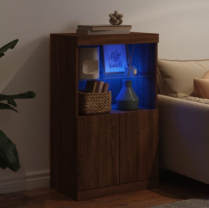vidaXL - Dressoir - Bruin - Eikenkleur - Met LED-verlichting