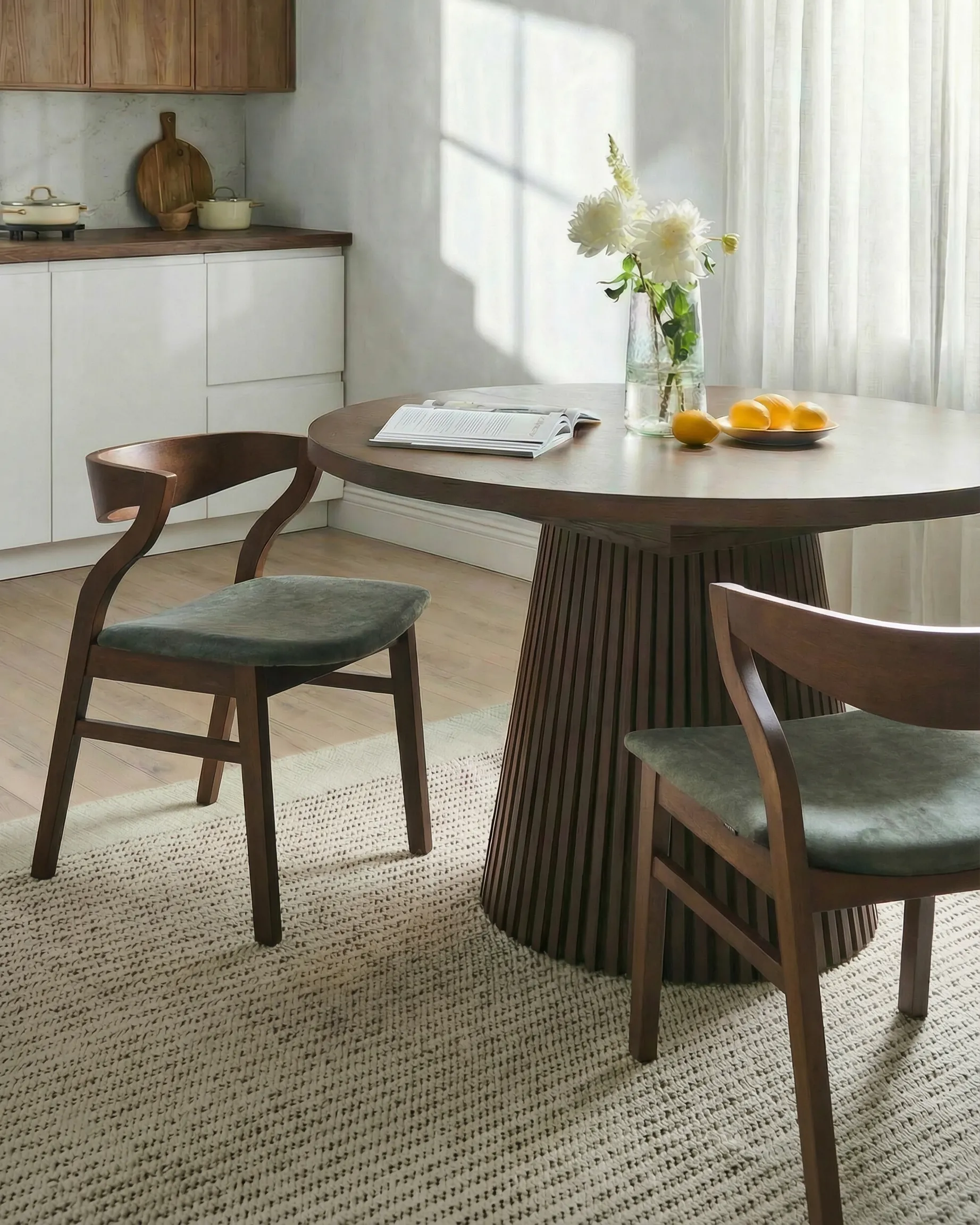 Set van 2 eetkamerstoelen MAROA Hout Donkergroen/bruin