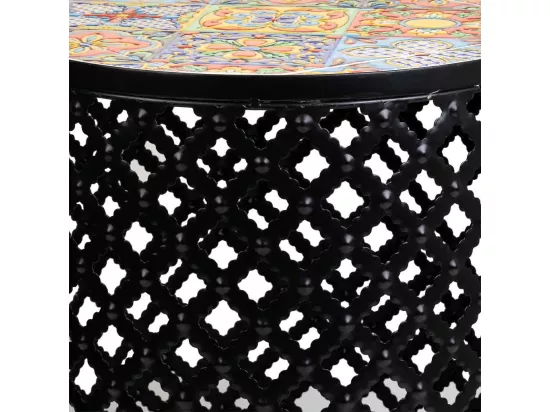 Ensemble de 2 supports en mosaïque et métal noirs
