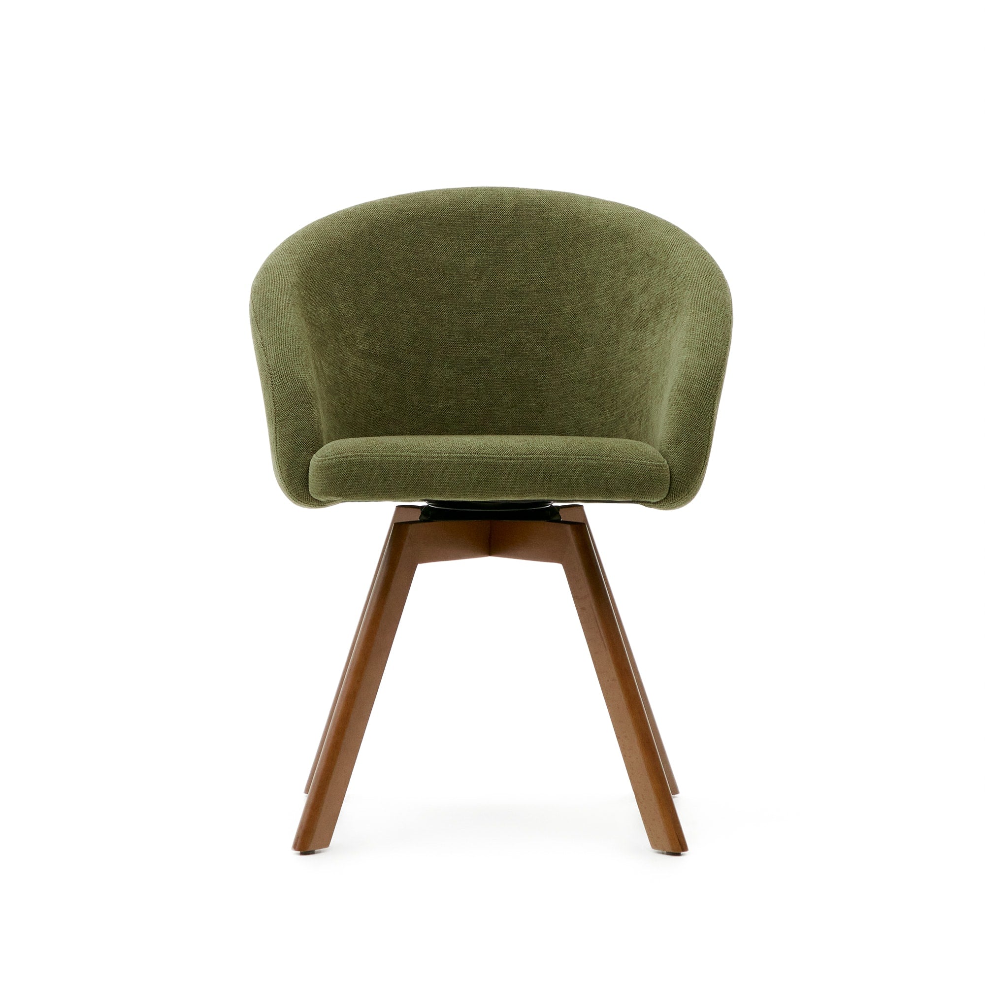 Kave Home - Marvin-draaistoel met groene chenille stof, massief
